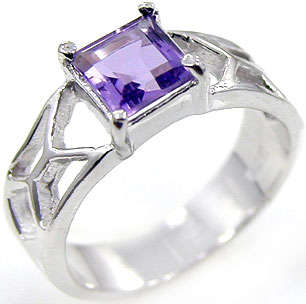 Solid 925 Sterling Silver Genuine Amethyst ring